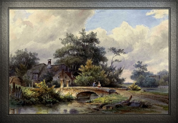 Landscape With Stone Bridge Near A House by Barend Cornelis Koekkoek by xzendor7